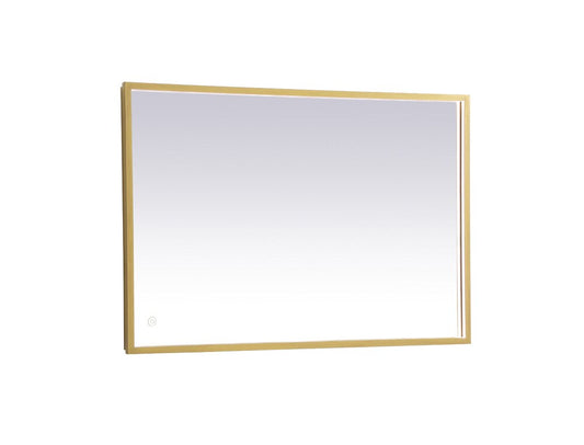 Elegant Furniture & Lighting - Pier 24x36 inch LED mirror with adjustable color temperature 3000K/4200K/6400K in brass - MRE62436BR veiw 1