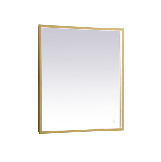Elegant Furniture & Lighting - Pier 27x30 inch LED mirror with adjustable color temperature 3000K/4200K/6400K in brass - MRE62730BR veiw 1