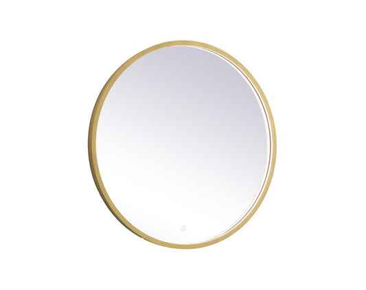 Elegant Furniture & Lighting - Pier 28 inch LED mirror with adjustable color temperature 3000K/4200K/6400K in brass - MRE6028BR veiw 1