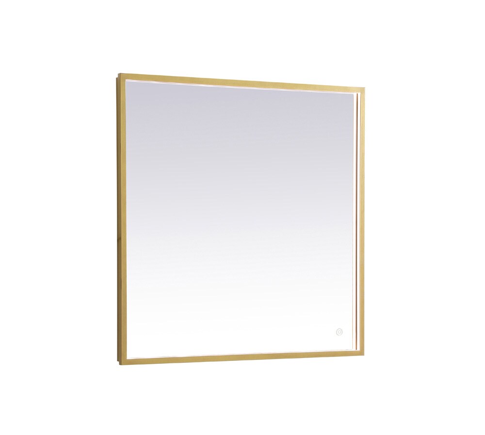 Elegant Furniture & Lighting - Pier 30x30 inch LED mirror with adjustable color temperature 3000K/4200K/6400K in brass - MRE63030BR veiw 1