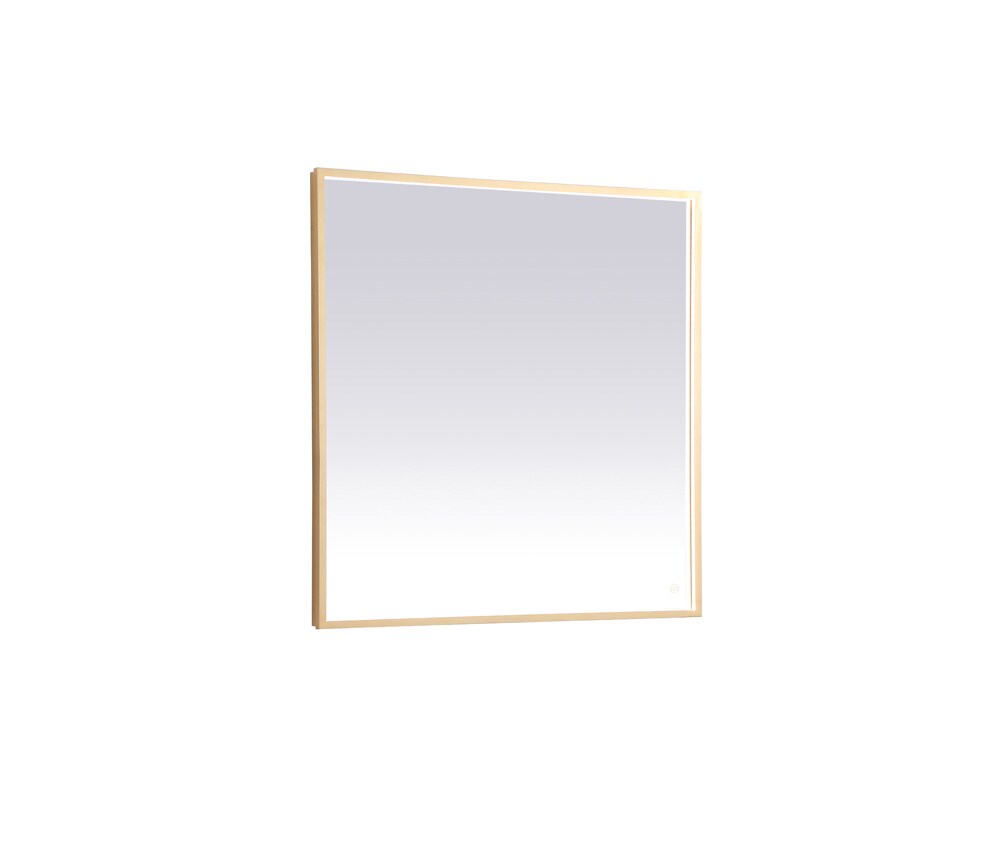 Elegant Furniture & Lighting - Pier 36x36 inch LED mirror with adjustable color temperature 3000K/4200K/6400K in brass - MRE63636BR veiw 1