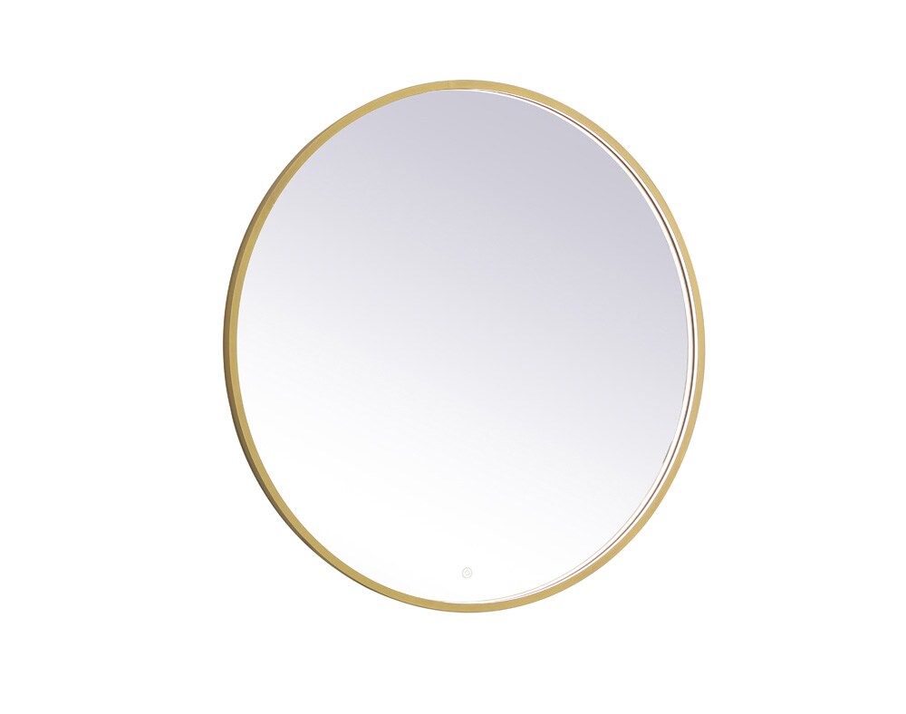 Elegant Furniture & Lighting - Pier 39 inch LED mirror with adjustable color temperature 3000K/4200K/6400K in brass - MRE6039BR veiw 1
