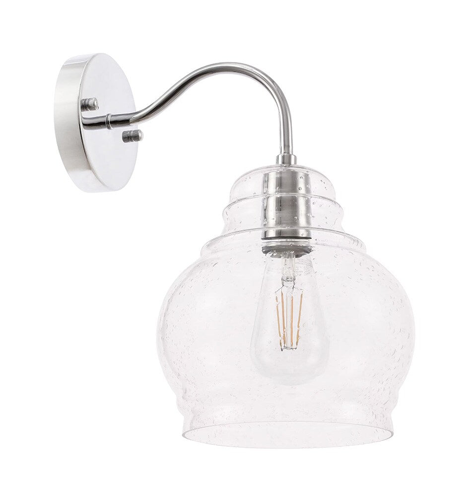 Elegant Furniture & Lighting - Pierce 1 light Chrome and Clear seeded glass wall sconce - LD6193C veiw 1