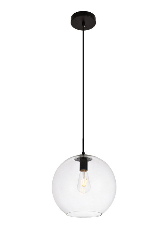 Elegant Furniture & Lighting - Placido Pendant D11.8 H11.4 Lt:1 Black and Clear Finish - LDPD2114 veiw 1
