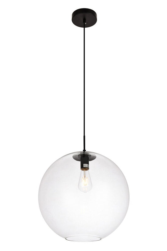 Elegant Furniture & Lighting - Placido Pendant D15.7 H16.5 Lt:1 Black and Clear Finish - LDPD2112 veiw 1