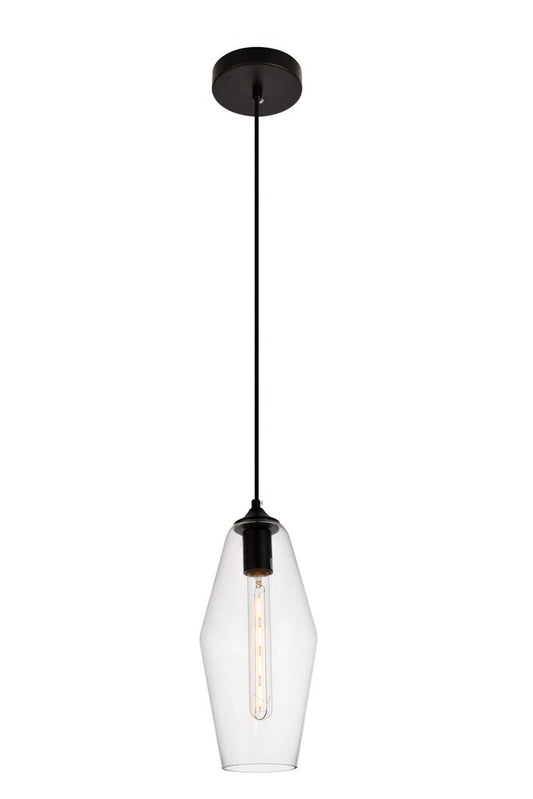 Elegant Furniture & Lighting - Placido Pendant D5.9 H14.2 Lt:1 Black and Clear Finish - LDPD2119 veiw 1