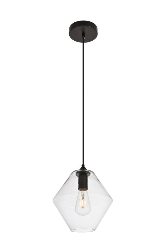 Elegant Furniture & Lighting - Placido Pendant D9.4 H10.8 Lt:1 Black and Clear Finish - LDPD2115 veiw 1