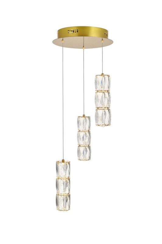 Elegant Furniture & Lighting - Polaris LED light Gold Pendant Clear Crystal - 3500D3RG veiw 1