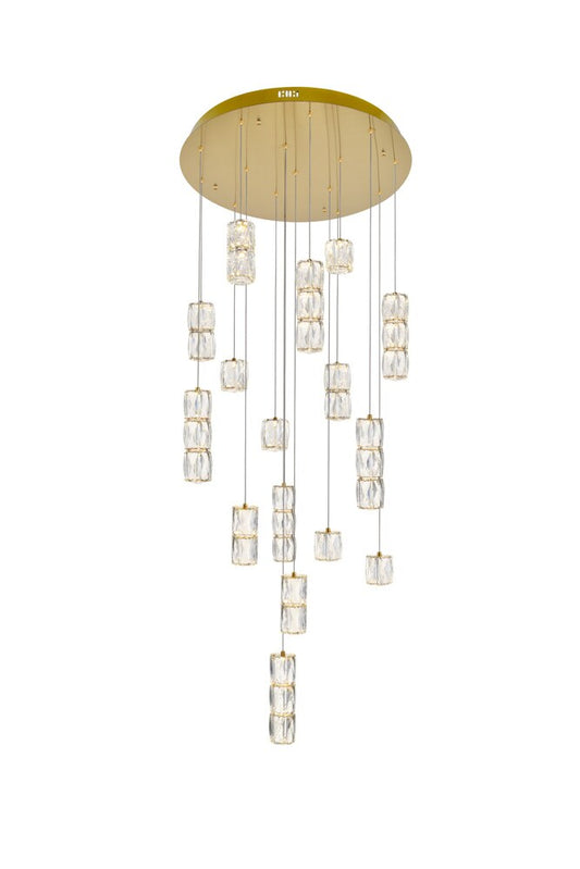 Elegant Furniture & Lighting - Polaris LED light Gold Pendant Clear Crystal - 3500D28G veiw 1