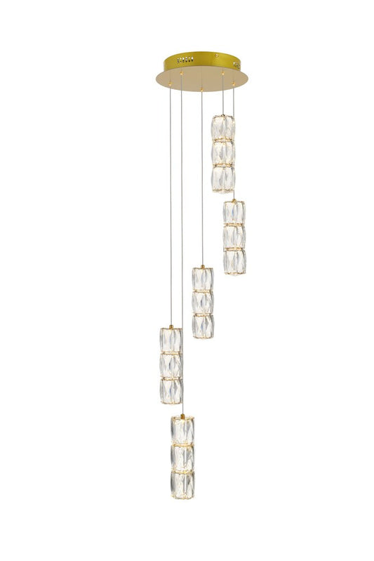 Elegant Furniture & Lighting - Polaris LED light Gold Pendant Clear Crystal - 3500D5RG veiw 1