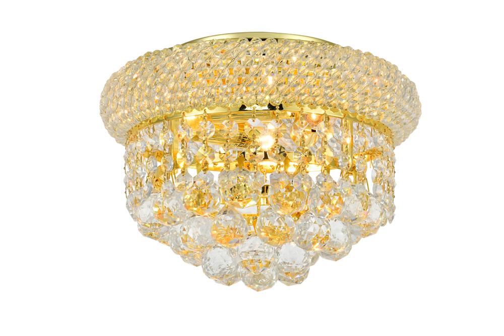 Elegant Furniture & Lighting - Primo 3 light Gold Flush Mount Clear Royal Cut Crystal - V1800F10G/RC veiw 1