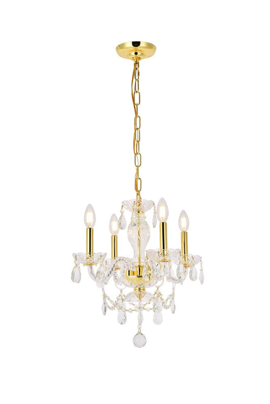 Elegant Furniture & Lighting - Princeton 4 light Gold Pendant Clear Royal Cut Crystal - V7834D17G/RC veiw 1