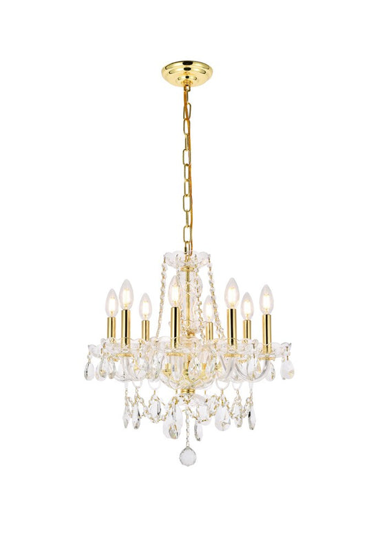 Elegant Furniture & Lighting - Princeton 8 light Gold Chandelier Clear Royal Cut Crystal - V7838D20G/RC veiw 1