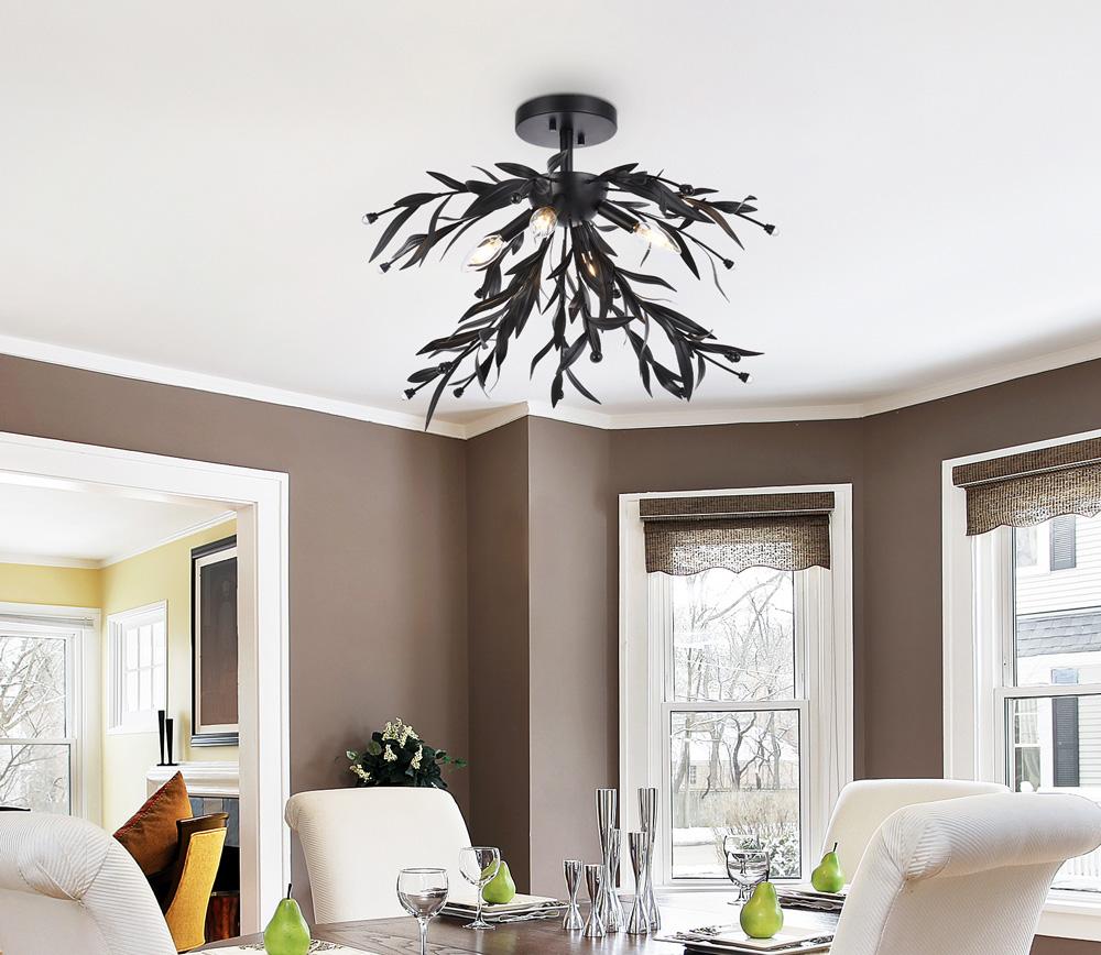 Elegant Furniture & Lighting - Priscilla 23 inch flush mount in black - LD810F23BK veiw 2