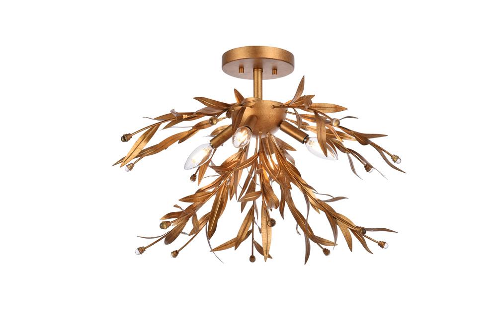 Elegant Furniture & Lighting - Priscilla 23 inch flush mount in gold leaf - LD810F23GL veiw 1