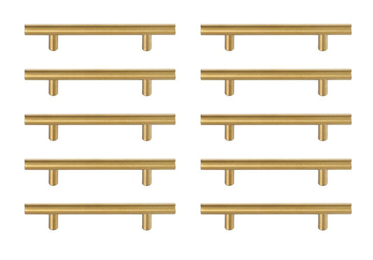 Elegant Furniture & Lighting - Quinn 4in Center to Center Brass Bar Pull Multipack (set of 10) - PL400-4-BR-10PK veiw 1