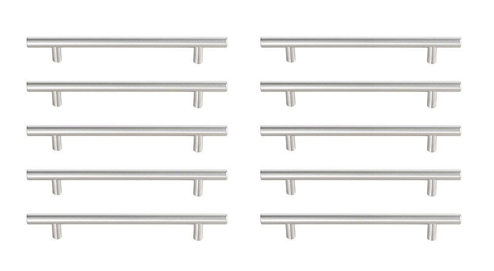 Elegant Furniture & Lighting - Quinn 6-5/16in Center to Center Brushed Nickel Bar Pull Multipack (set of 10) - PL400-6-NK-10PK veiw 1