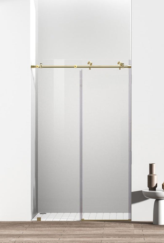 Elegant Furniture & Lighting - Raleigh Frameless shower door 48 x 76 Brushed Gold - SD101-4876BGD veiw 1
