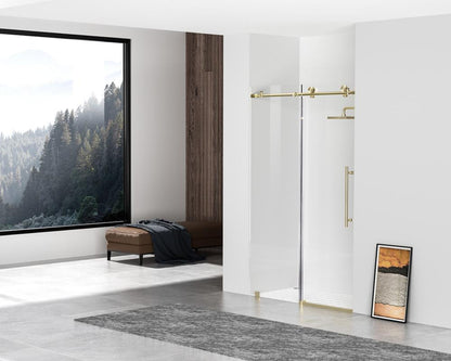 Elegant Furniture & Lighting - Raleigh Frameless shower door 48 x 76 Brushed Gold - SD101-4876BGD veiw 4