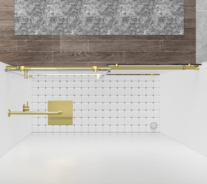 Elegant Furniture & Lighting - Raleigh Frameless shower door 48 x 76 Brushed Gold - SD101-4876BGD veiw 5