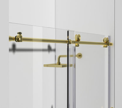Elegant Furniture & Lighting - Raleigh Frameless shower door 48 x 76 Brushed Gold - SD101-4876BGD veiw 8