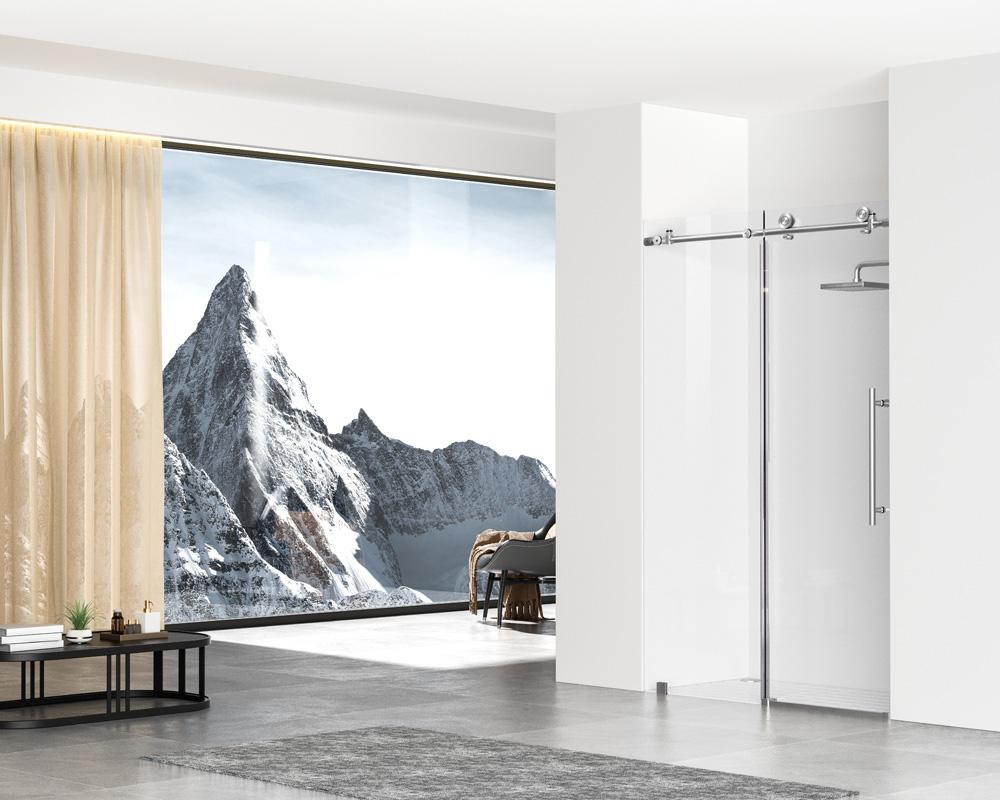 Elegant Furniture & Lighting - Raleigh Frameless shower door 48 x 76 Brushed Nickel - SD101-4876BNK veiw 4