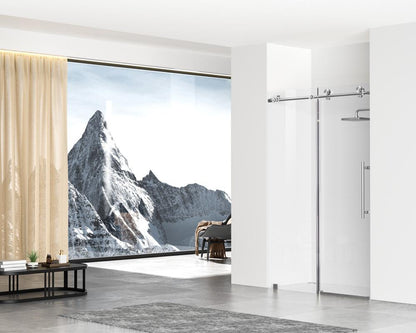 Elegant Furniture & Lighting - Raleigh Frameless shower door 48 x 76 Brushed Nickel - SD101-4876BNK veiw 4