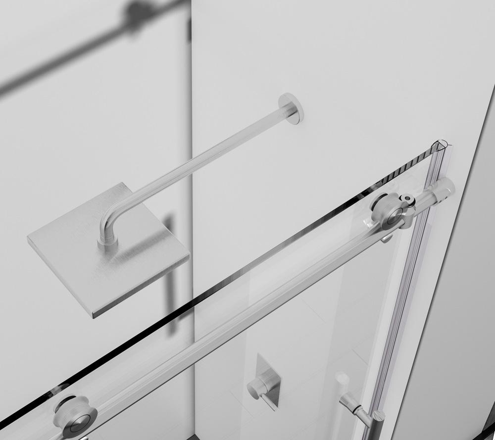 Elegant Furniture & Lighting - Raleigh Frameless shower door 48 x 76 Brushed Nickel - SD101-4876BNK veiw 6