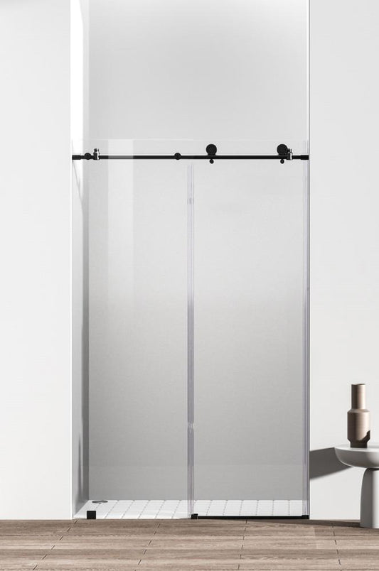 Elegant Furniture & Lighting - Raleigh Frameless shower door 48 x 76 Matte Black - SD101-4876MBK veiw 1