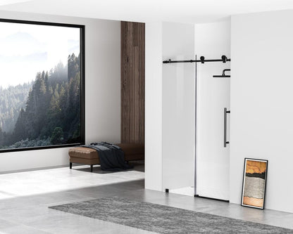 Elegant Furniture & Lighting - Raleigh Frameless shower door 48 x 76 Matte Black - SD101-4876MBK veiw 3