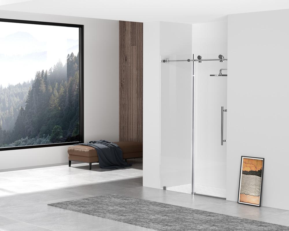 Elegant Furniture & Lighting - Raleigh Frameless shower door 48 x 76 Polished Chrome - SD101-4876PCH veiw 3