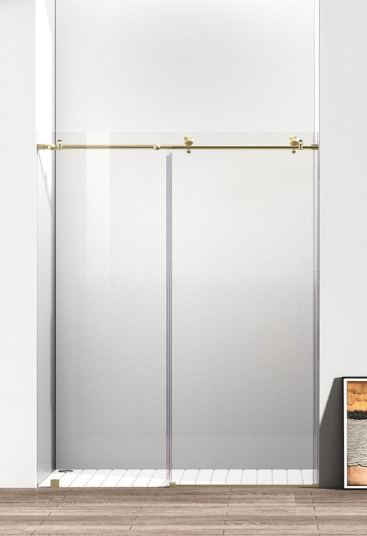 Elegant Furniture & Lighting - Raleigh Frameless shower door 60 x 76 Brushed Gold - SD101-6076BGD veiw 1