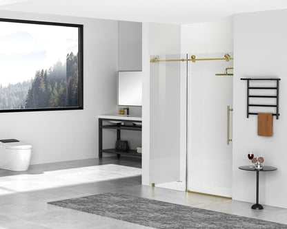Elegant Furniture & Lighting - Raleigh Frameless shower door 60 x 76 Brushed Gold - SD101-6076BGD veiw 3