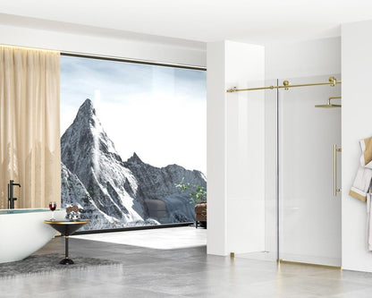 Elegant Furniture & Lighting - Raleigh Frameless shower door 60 x 76 Brushed Gold - SD101-6076BGD veiw 4