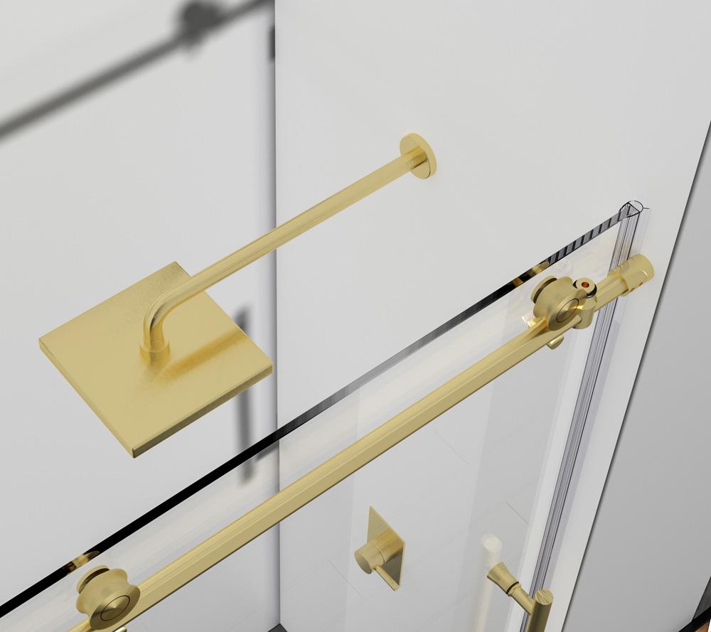 Elegant Furniture & Lighting - Raleigh Frameless shower door 60 x 76 Brushed Gold - SD101-6076BGD veiw 6