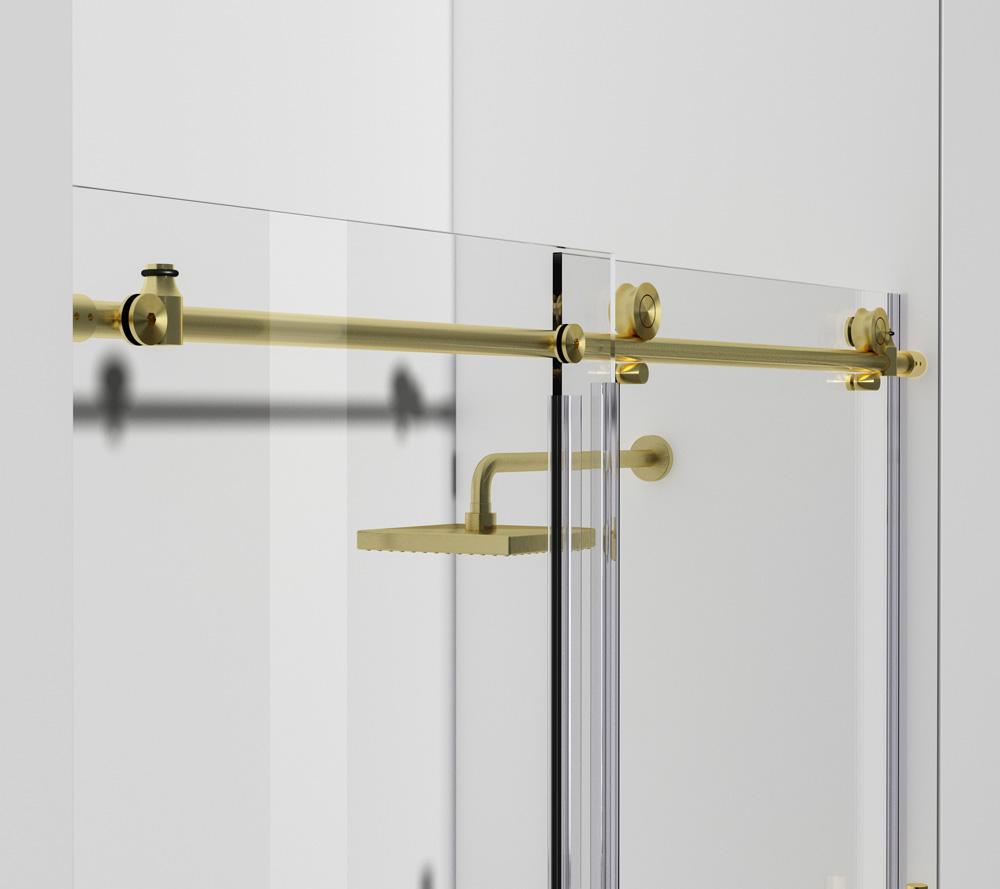 Elegant Furniture & Lighting - Raleigh Frameless shower door 60 x 76 Brushed Gold - SD101-6076BGD veiw 7