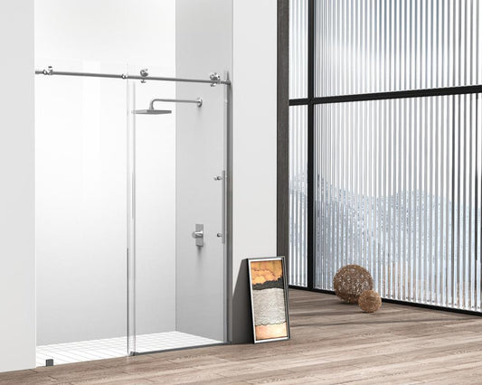Elegant Furniture & Lighting - Raleigh Frameless shower door 60 x 76 Brushed Nickel - SD101-6076BNK veiw 2