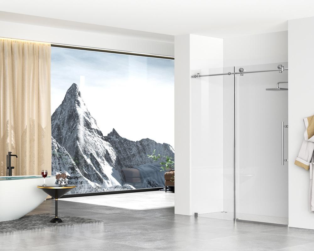 Elegant Furniture & Lighting - Raleigh Frameless shower door 60 x 76 Brushed Nickel - SD101-6076BNK veiw 4