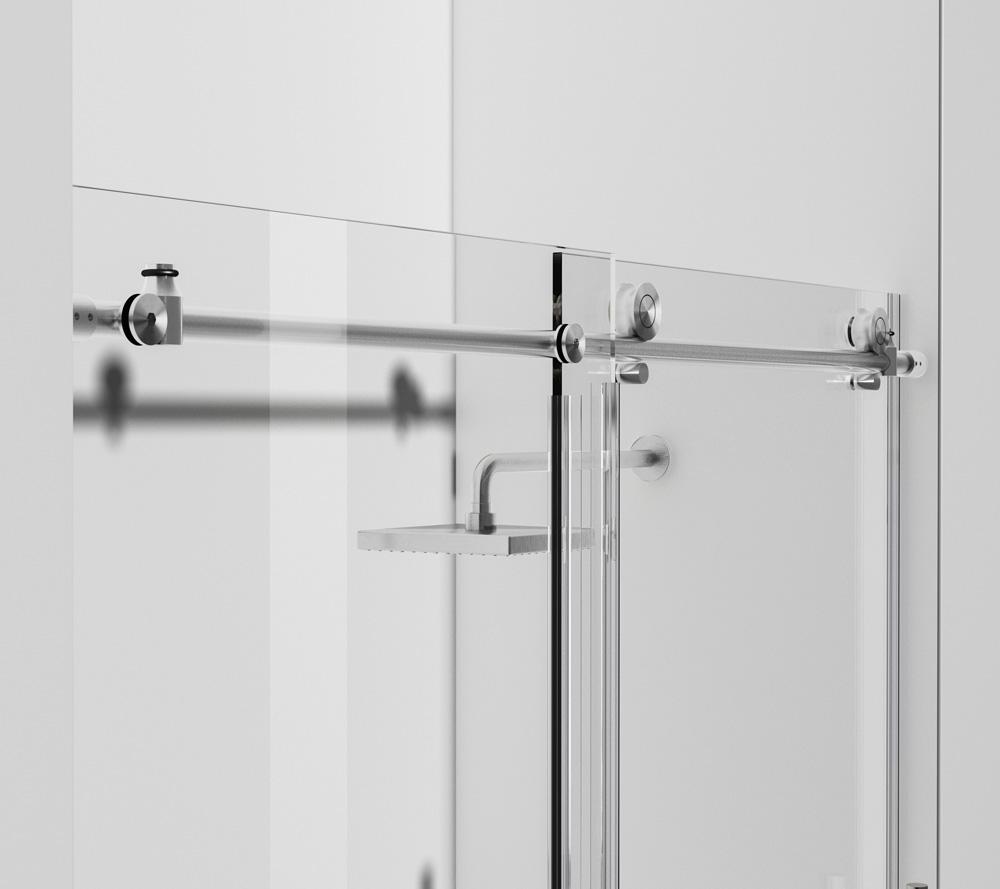Elegant Furniture & Lighting - Raleigh Frameless shower door 60 x 76 Brushed Nickel - SD101-6076BNK veiw 7