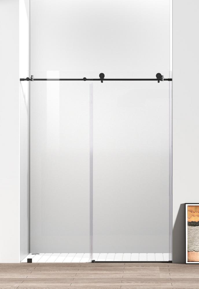 Elegant Furniture & Lighting - Raleigh Frameless shower door 60 x 76 Matte Black - SD101-6076MBK veiw 1