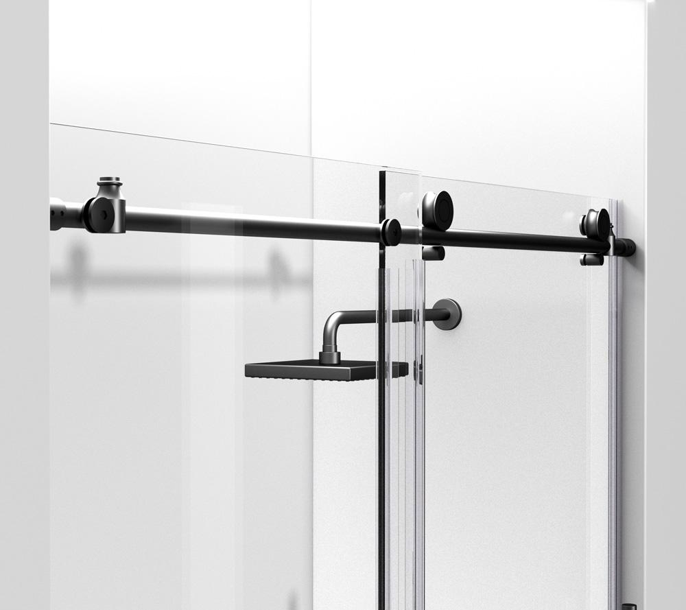Elegant Furniture & Lighting - Raleigh Frameless shower door 60 x 76 Matte Black - SD101-6076MBK veiw 7
