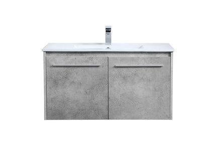 Elegant Furniture & Lighting - Rasina 36 inch Single Bathroom Floating Vanity in Concrete Grey - VF44036CG veiw 1