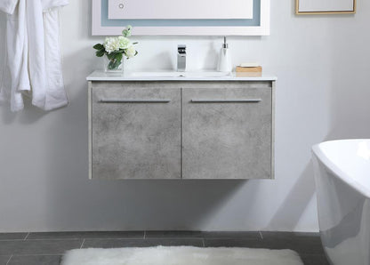 Elegant Furniture & Lighting - Rasina 36 inch Single Bathroom Floating Vanity in Concrete Grey - VF44036CG veiw 2
