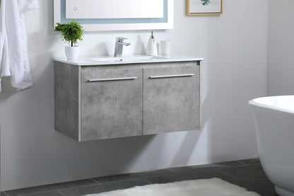 Elegant Furniture & Lighting - Rasina 36 inch Single Bathroom Floating Vanity in Concrete Grey - VF44036CG veiw 3