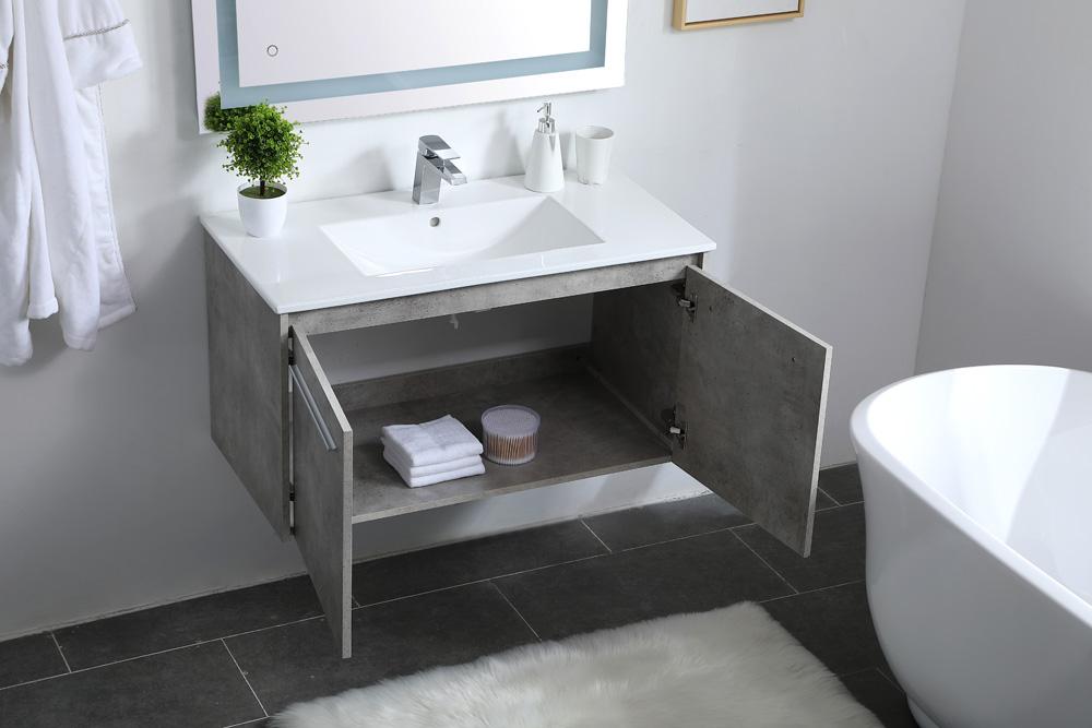 Elegant Furniture & Lighting - Rasina 36 inch Single Bathroom Floating Vanity in Concrete Grey - VF44036CG veiw 4