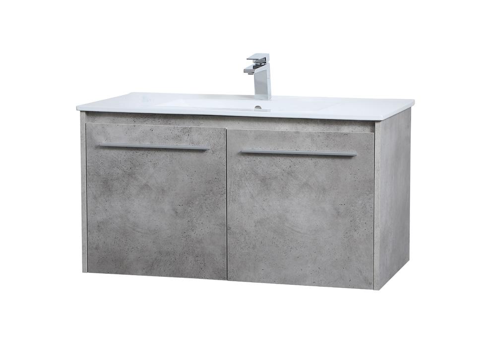 Elegant Furniture & Lighting - Rasina 36 inch Single Bathroom Floating Vanity in Concrete Grey - VF44036CG veiw 7