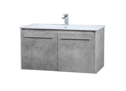 Elegant Furniture & Lighting - Rasina 36 inch Single Bathroom Floating Vanity in Concrete Grey - VF44036CG veiw 7