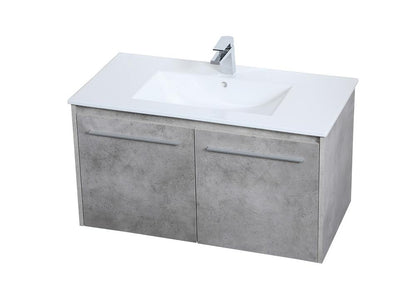 Elegant Furniture & Lighting - Rasina 36 inch Single Bathroom Floating Vanity in Concrete Grey - VF44036CG veiw 8