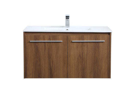 Elegant Furniture & Lighting - Rasina 36 inch Single Bathroom Floating Vanity in Walnut Brown - VF44036WB veiw 1