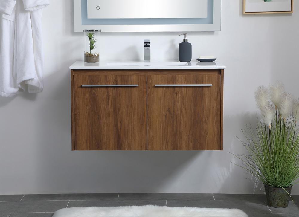 Elegant Furniture & Lighting - Rasina 36 inch Single Bathroom Floating Vanity in Walnut Brown - VF44036WB veiw 2